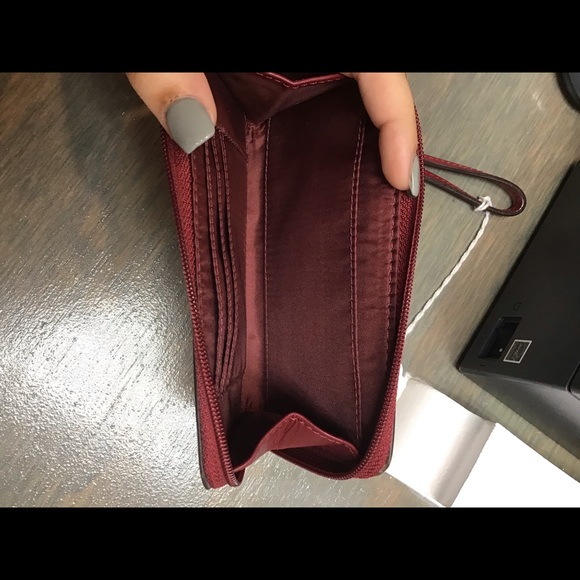 Coach Red Crossgrain Leather Wristlet - Picture 5 of 10